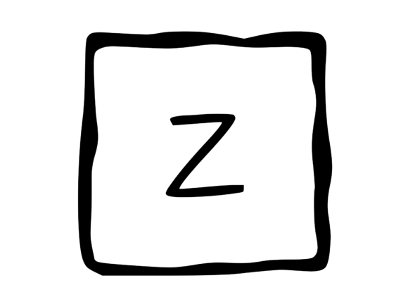 Hand Drawn Outlined Frame with Mono Z for Graphics and Crafts